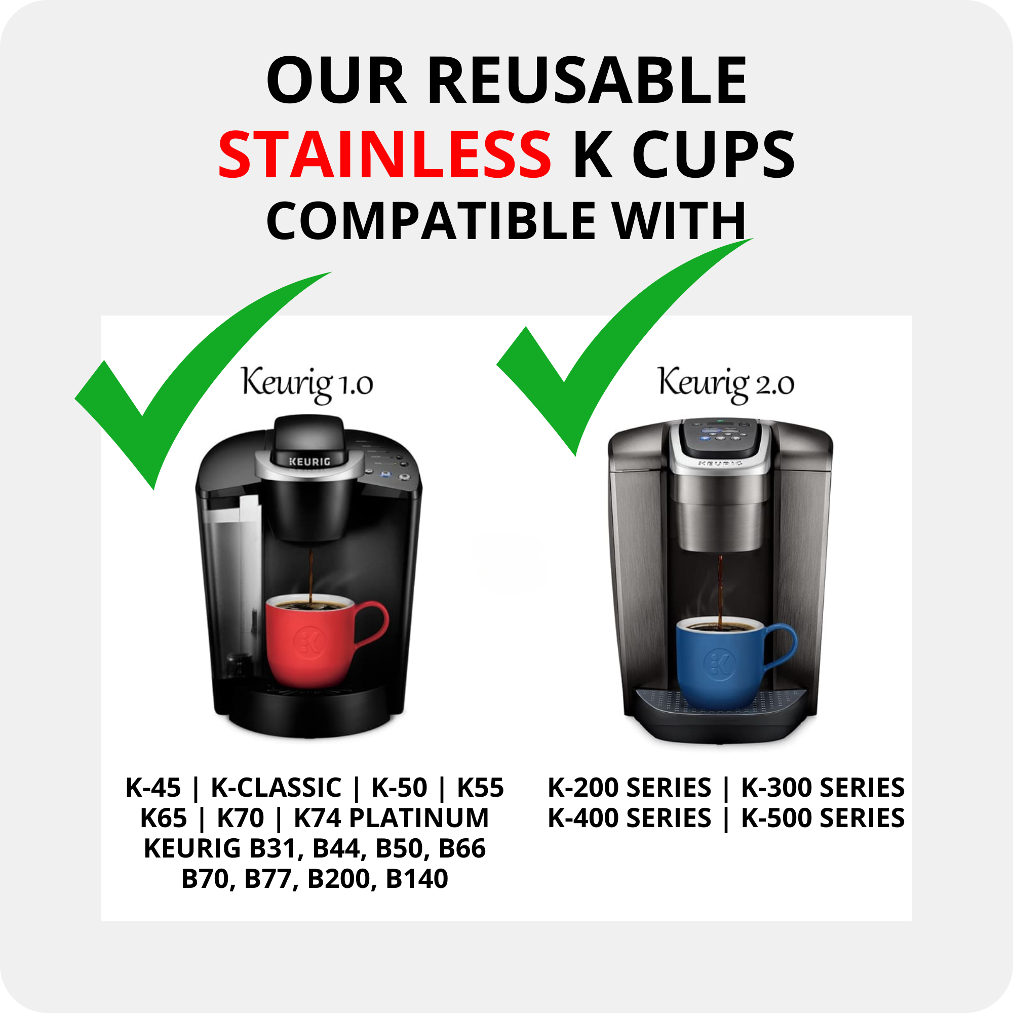 Reusable K Cup Stainless Steel for Keurig 1.0 2.0 non disposable Coffee Filter