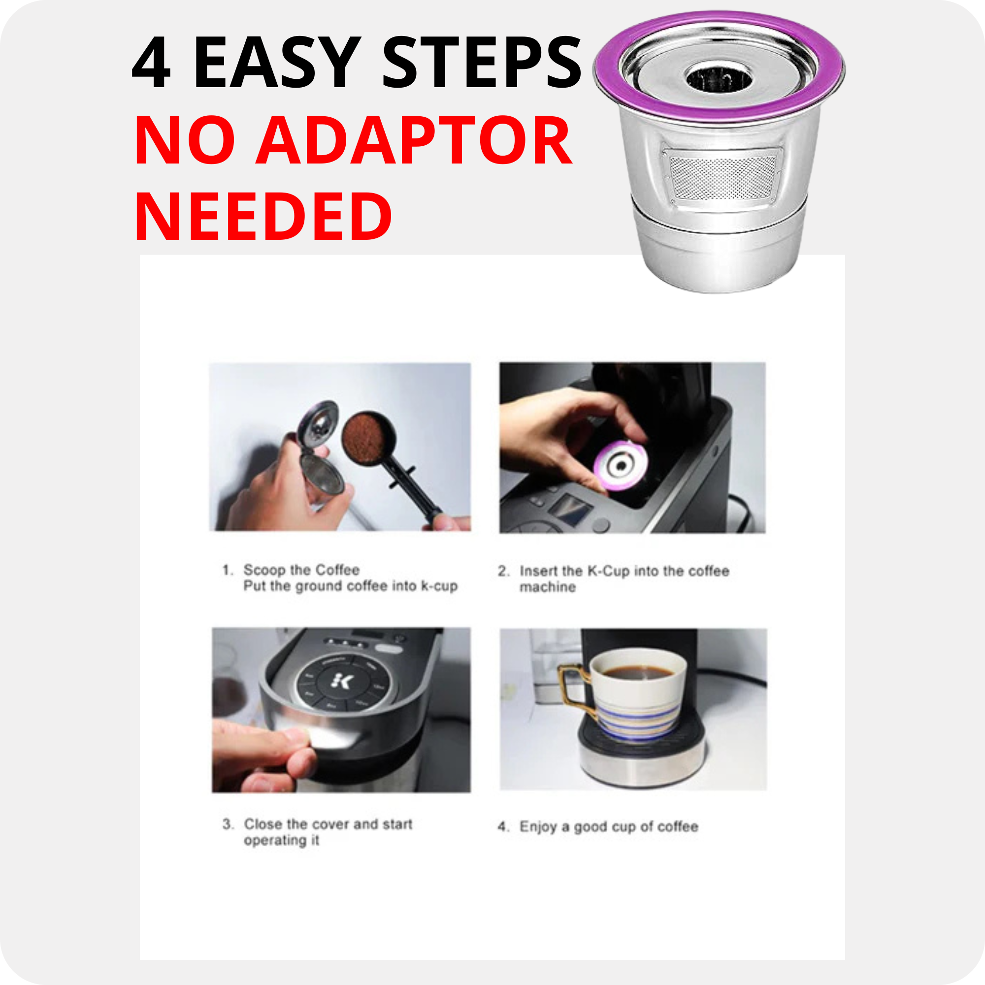 Reusable K Cup Stainless Steel for Keurig 1.0 2.0 non disposable Coffee Filter