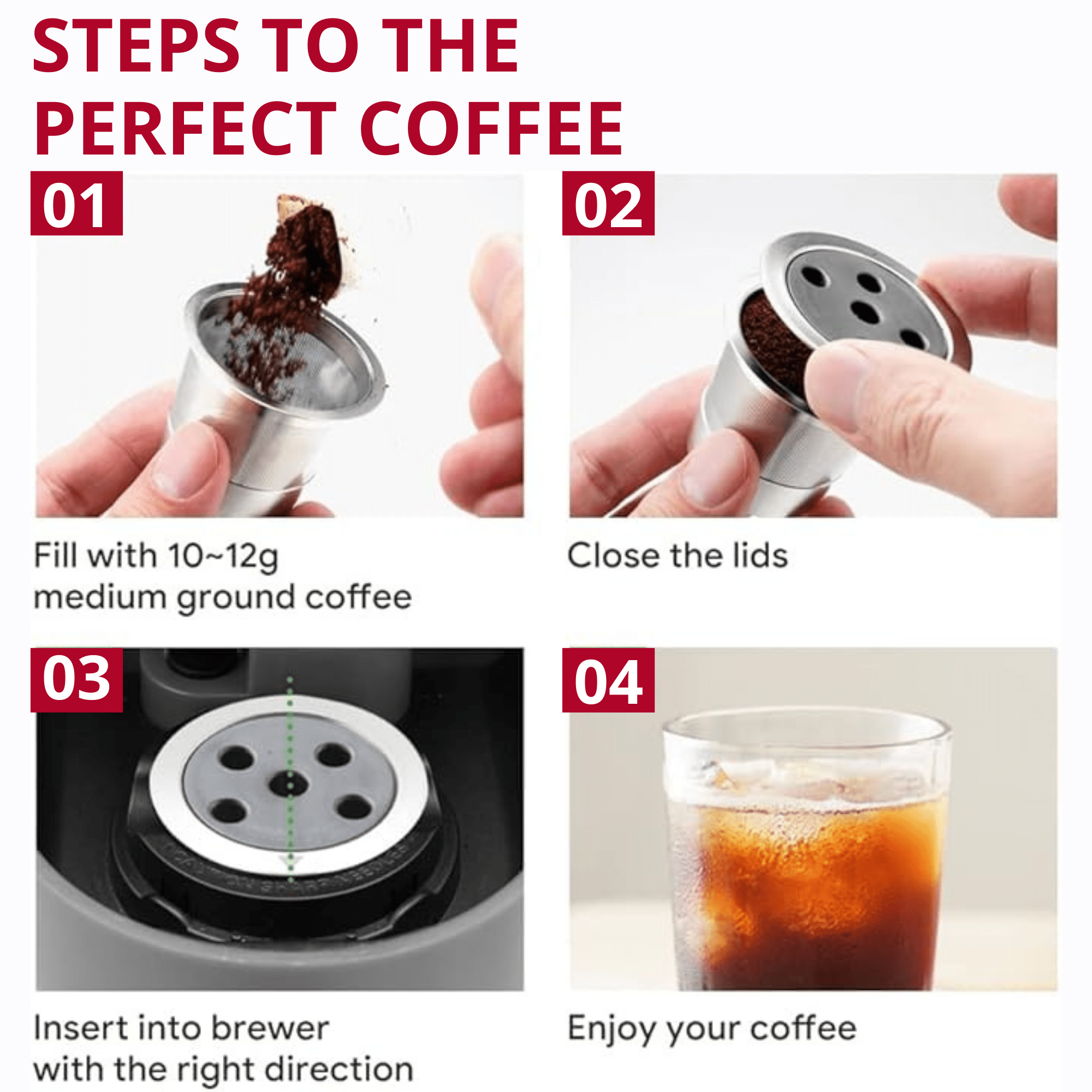 Metal K - Cup Reusable Stainless Steel for Keurig Supreme & Supreme Plus - Colombian Coffee