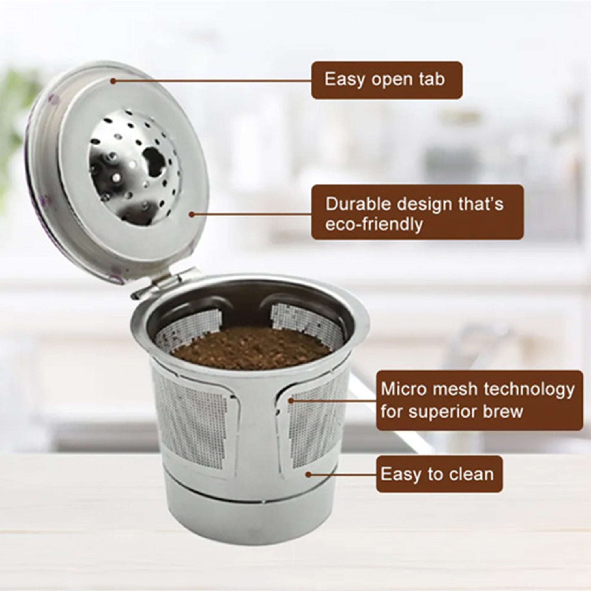 Metal K - Cup Reusable Stainless Steel Keurig K cup for Keurig 1.0 2.0 Reusable Coffee Filter - Colombian Coffee