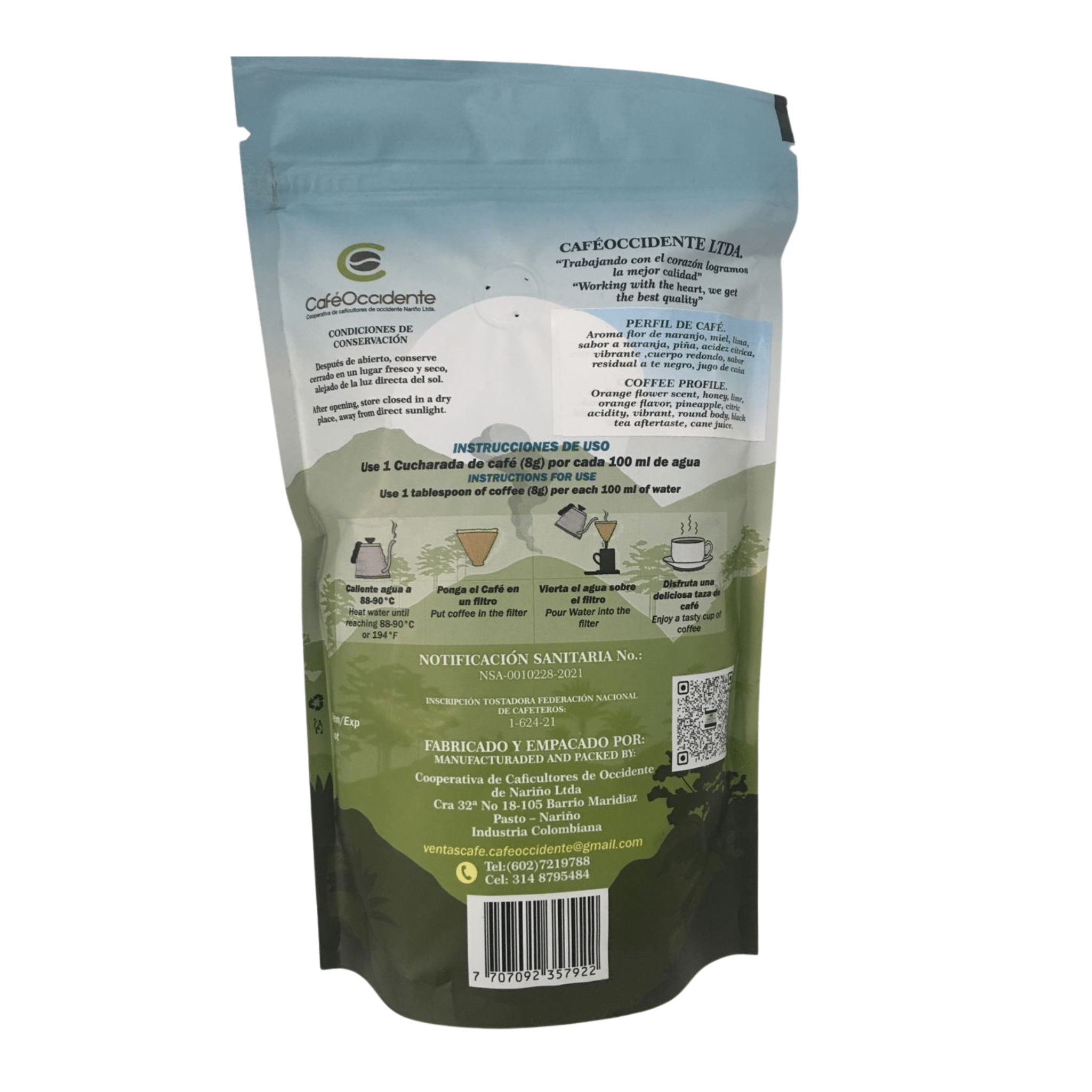 Occidente Coffee Premium Nariño Origin - Pacual Municipio de Samaniego - Colombian Coffee