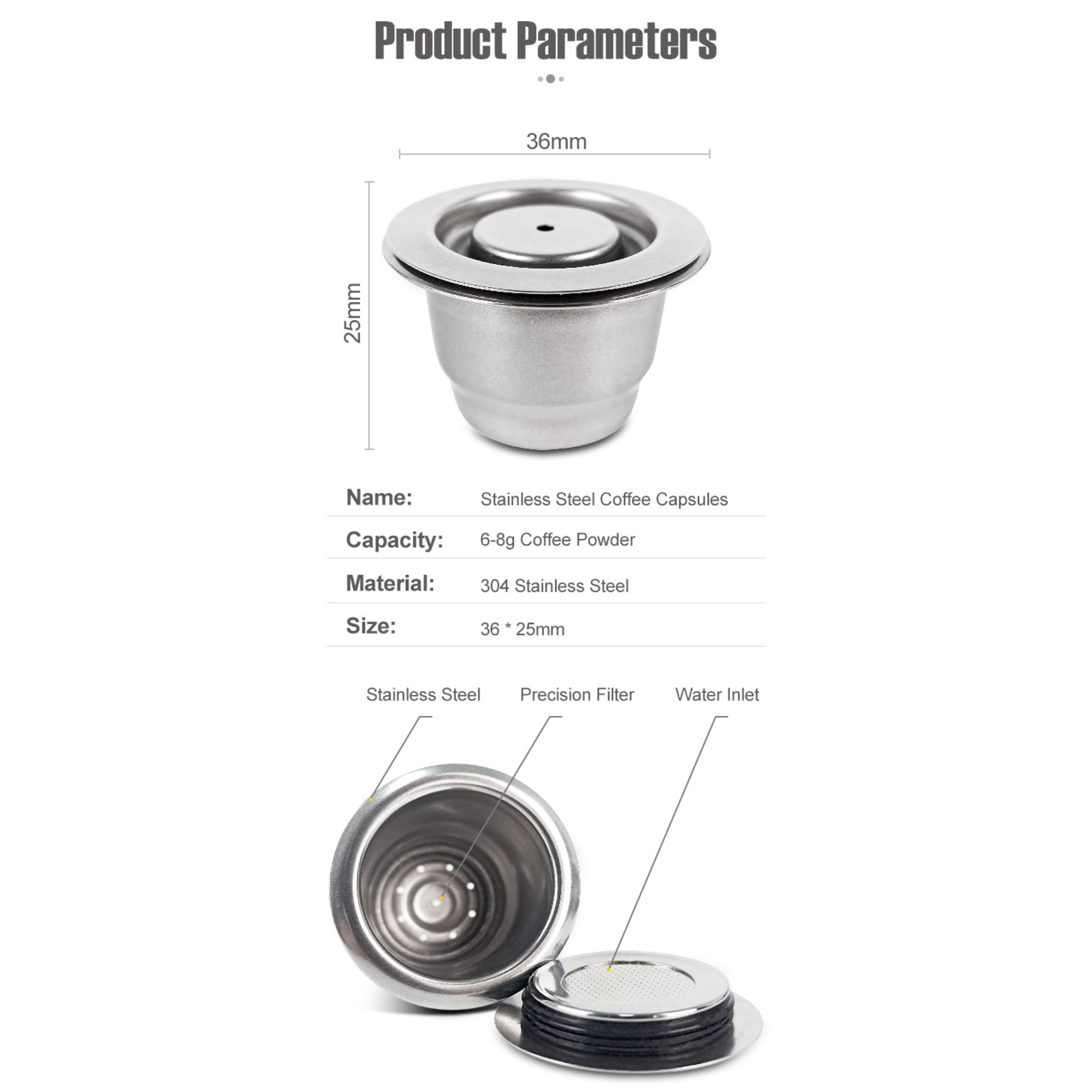 Reusable Capsule Nespresso Coffee Pod Stainless Steel