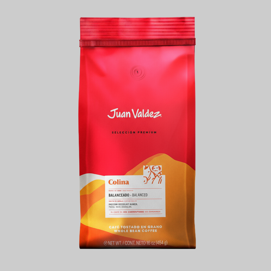 Colina Coffee Juan Valdez' branding on a gray background
